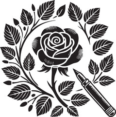 nice Rose silhouette vector art illustration