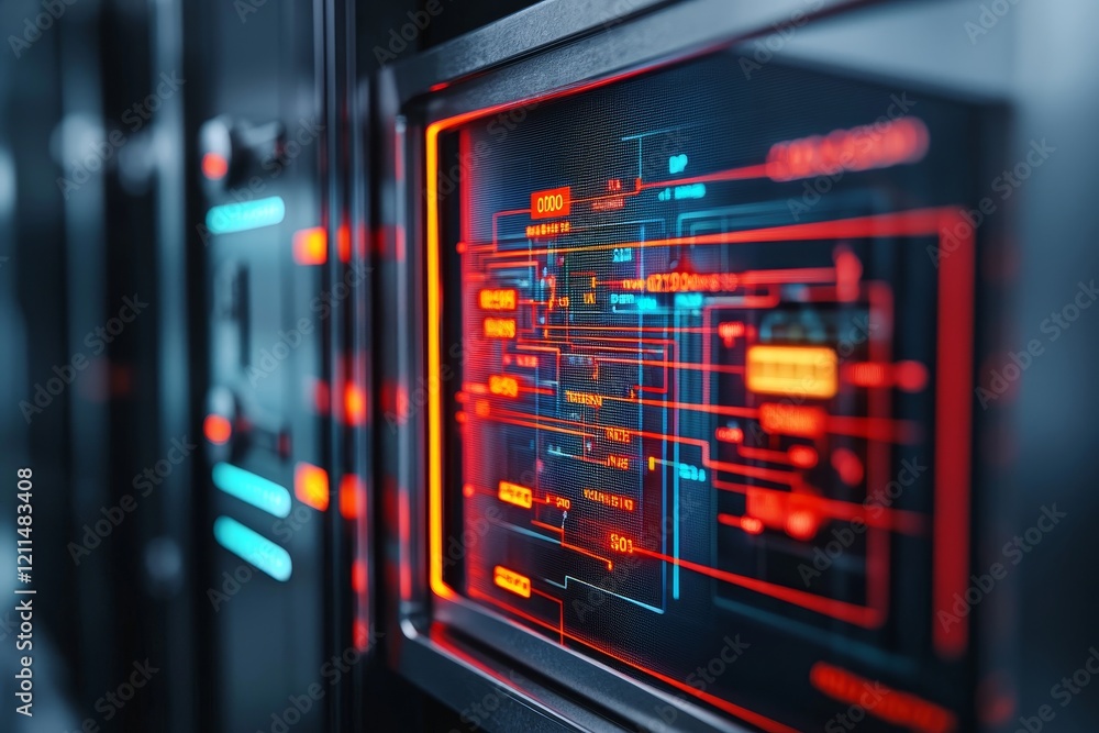 Poster strategic wealth planning. futuristic digital interface with glowing circuitry and data lines.