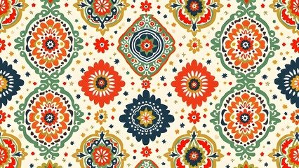 Bold Paisley and Floral Wallpaper with Geometric Indian Patterns