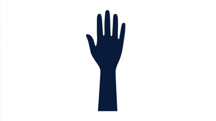 Obraz premium Minimalist Design of a Raised Hand Silhouette Against White Background