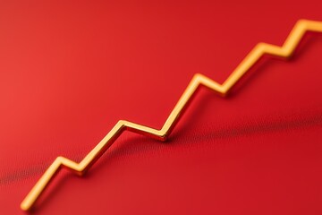 Obraz premium Economic down turn preparation. Growing graph line on a vibrant red background.