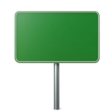 Naklejki Green empty road sign isolated on white background.PNG