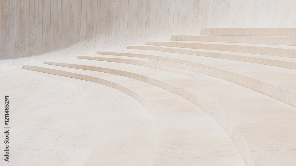 Poster curved concrete steps: abstract and minimal, this image captures the beauty of curved concrete steps