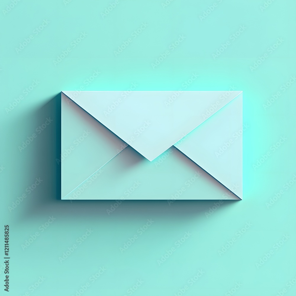 Poster a soft blue envelope icon with a minimalist flat design and gradient background