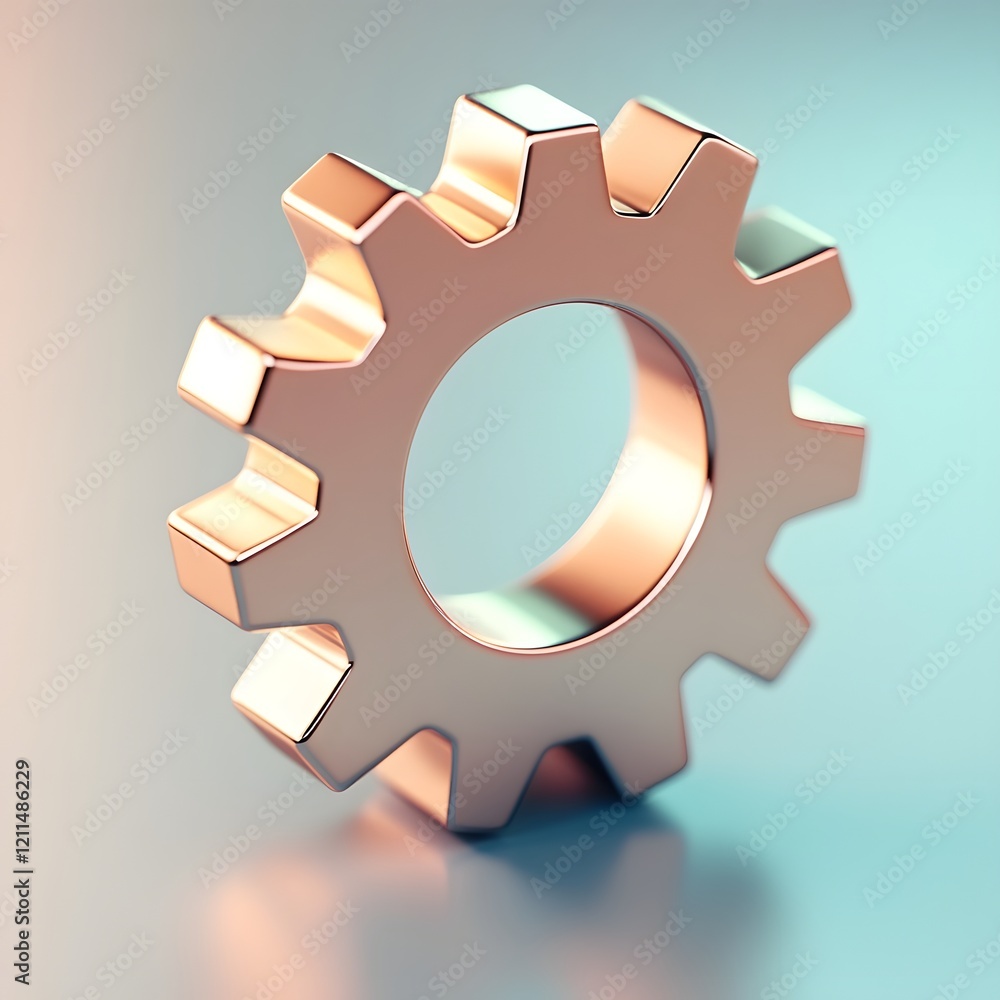 Aufkleber sleek metallic 3d gear icon with subtle gradient shading representing settings technology and