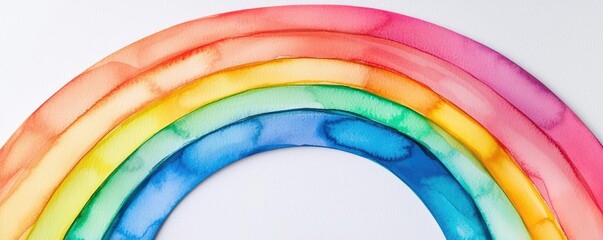 Obraz premium Rainbow watercolor concept. Beautiful watercolor rainbow with vibrant and soft colors on white background.