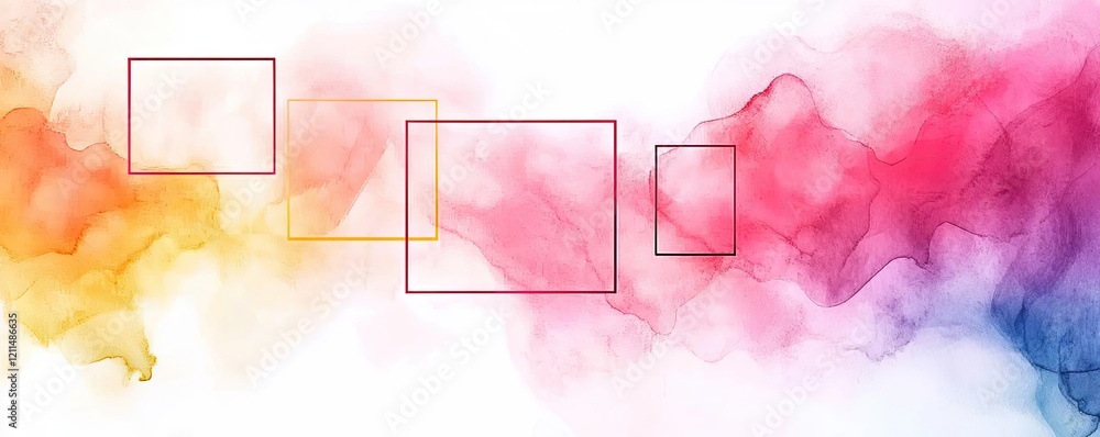 Poster square watercolor concept. a vibrant abstract background with colorful smoke and empty squares for c