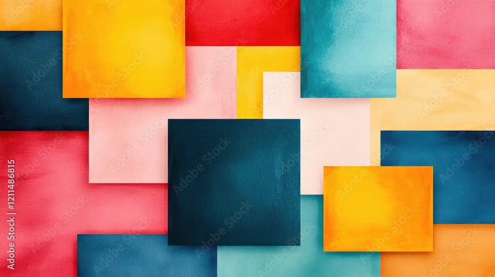 Poster square watercolor concept. colorful abstract art composed of various shapes and patterns for creativ