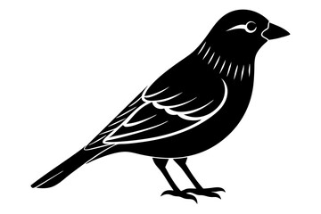 Obraz premium A minimalist beautiful linocut Grosbeak bird silhouette black vector artwork illustration. 