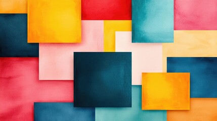 Fototapeta premium Square watercolor concept. Colorful abstract art composed of various shapes and patterns for creative inspiration.