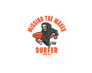 grim reaper surfer from hell illustration