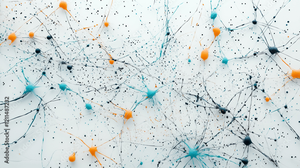 Aufkleber abstract splashes of color: an artistic explosion of teal, black, and orange paint splatters across 