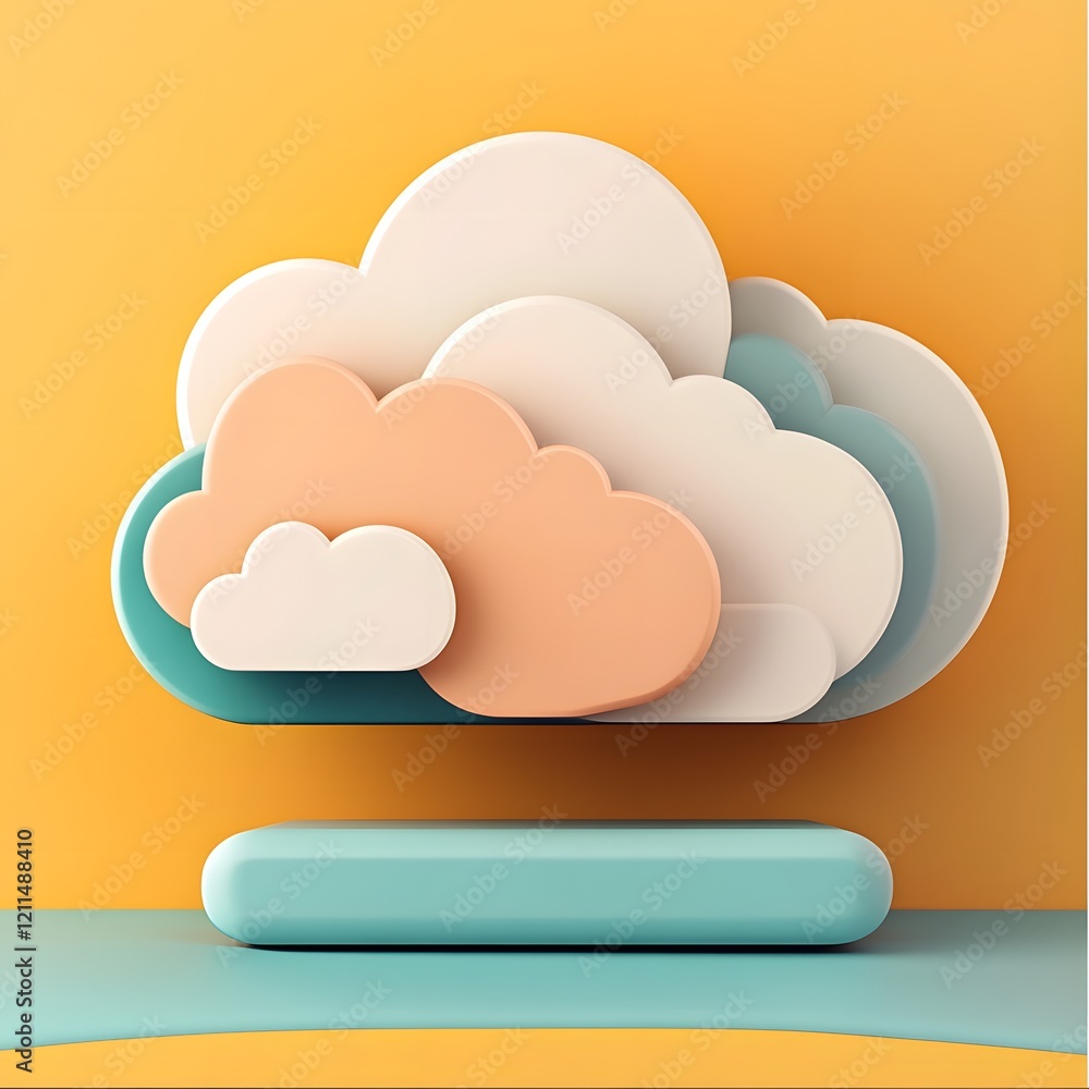 Poster clean modern 3d cloud icon representing cloud computing services
