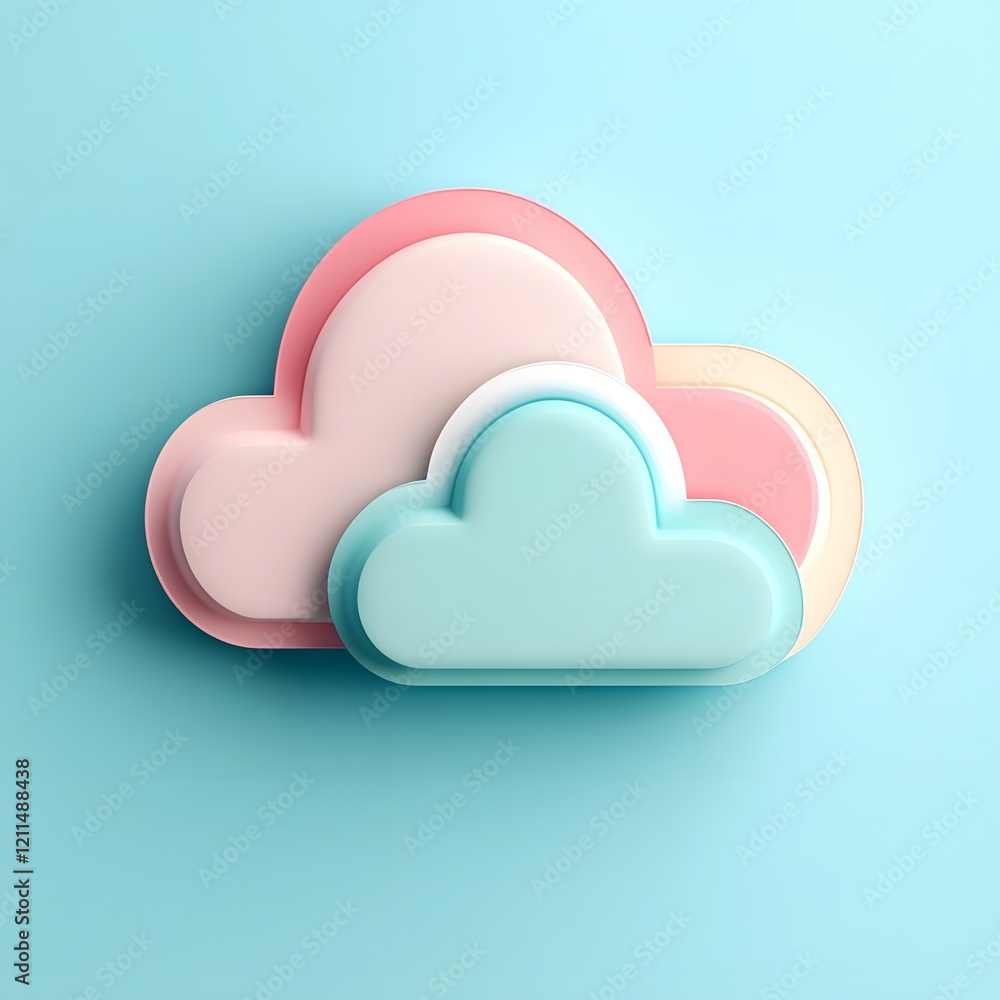Poster modern 3d cloud icon representing cloud computing services