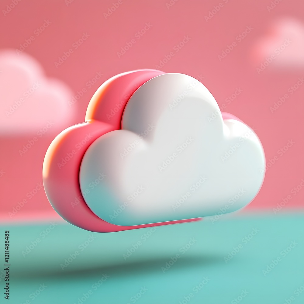 Poster sleek and minimalist 3d cloud icon representing modern cloud computing services