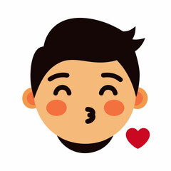 Blowing kiss male emoticon icon vector on white background.
