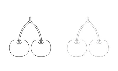 Tracing lines for toddlers. Handwriting practice sheet. Educational children game, printable worksheet for kids with Cherry 