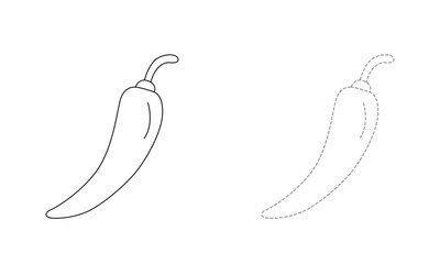 Tracing lines for toddlers. Handwriting practice sheet. Educational children game, printable worksheet for kids with Chilli