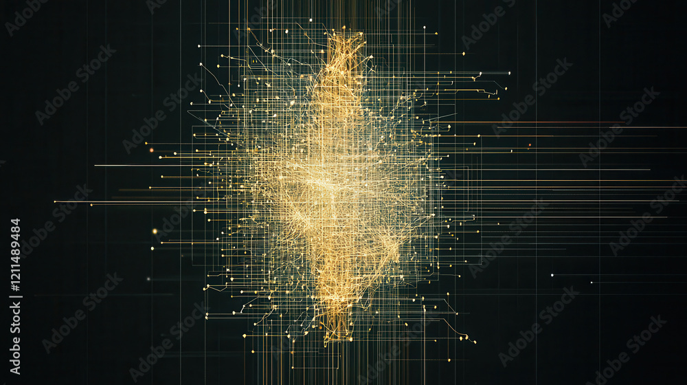 Poster glowing, multi dimensional data chart pulsates with neon energy, showcasing intricate connections an