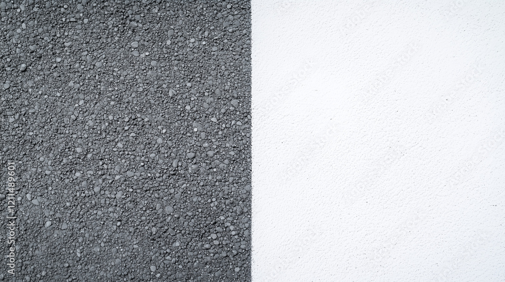Aufkleber textured contrast: a split-screen abstract image with a rough gray textured surface juxtaposed again