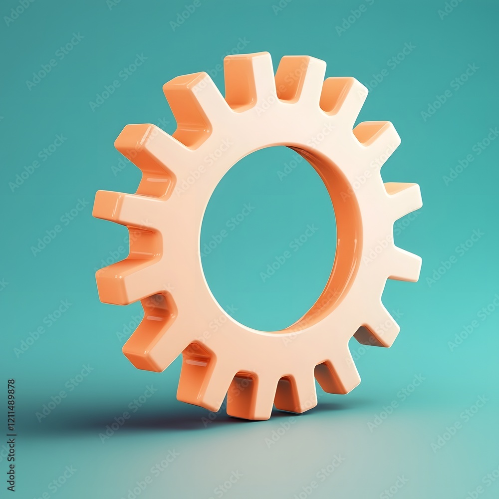 Poster 3d style settings gear icon with gradient finish and subtle shading