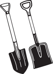 Shovel Rustic Tool for Gardening, Silhouette vector art illustration