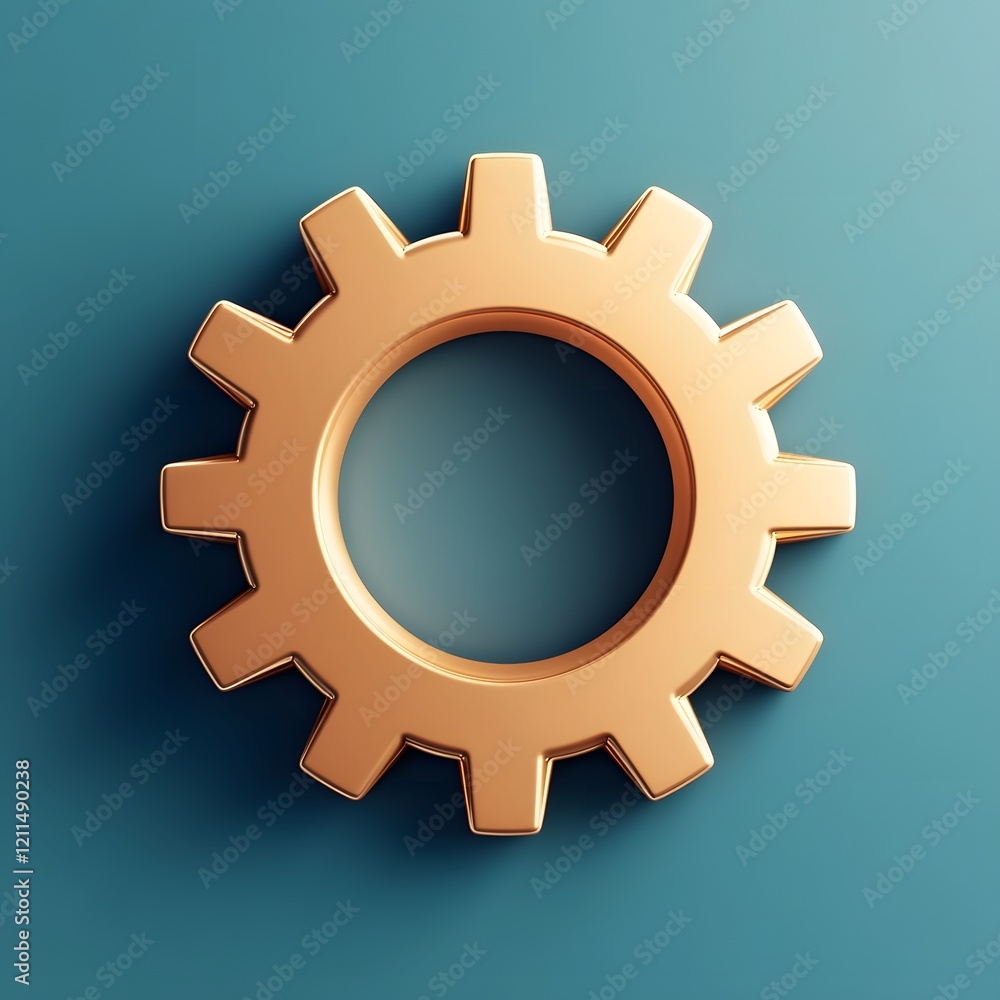 Poster gradient 3d style gear icon with subtle shading for technology and engineering concepts