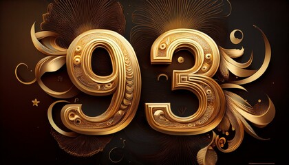 Number 93 gold. Generated image