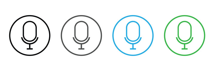Audio microphone on and mute icon set. Microphone symbol for your web site design, logo, app, UI. Vector line icon for Business and Advertising 