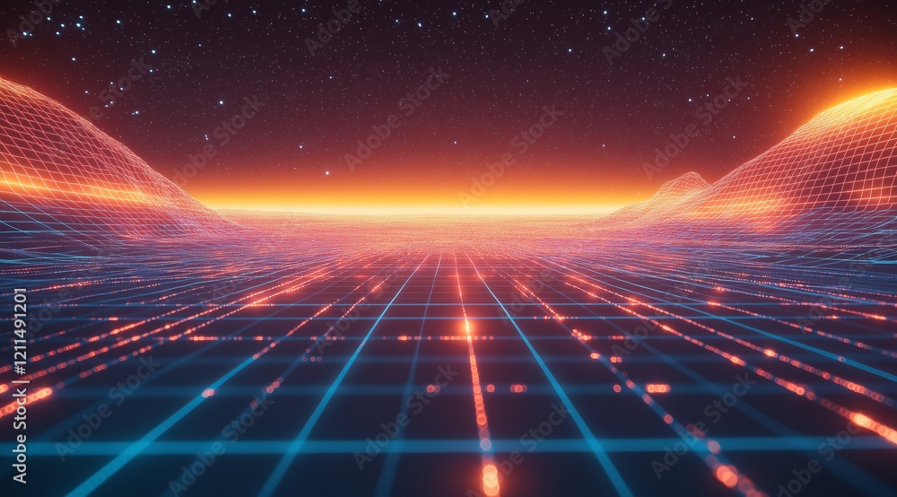 Poster attractive futuristic and technological background in neon and bright colors. modern technologies an