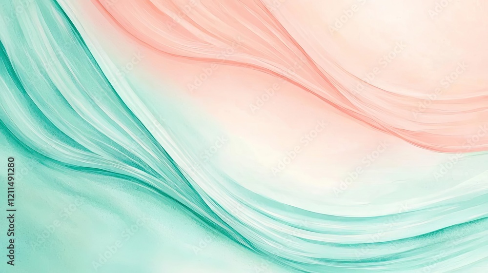 Poster summer watercolor idea. abstract flowing waves in soft pastel colors create a serene and calming dig