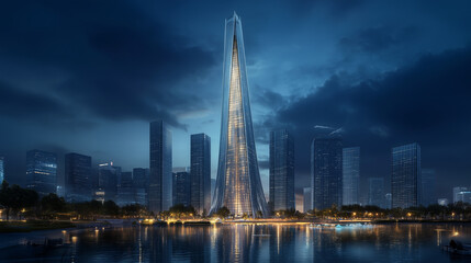 Obraz premium city skyline at dusk