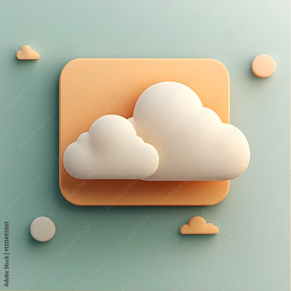 Aufkleber sleek 3d weather icon depicting partly cloudy sky with soft gradients and subtle shadows