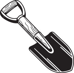 Shovel Rustic Tool for Gardening, Silhouette vector art illustration