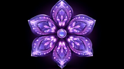 Radiant Purple Crystal Flower Design Abstract Art