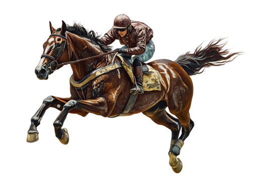 Horse racing jockey. Sport. Champion. Racetrack. Equestrian. Derby. Isolated on white background.PNG