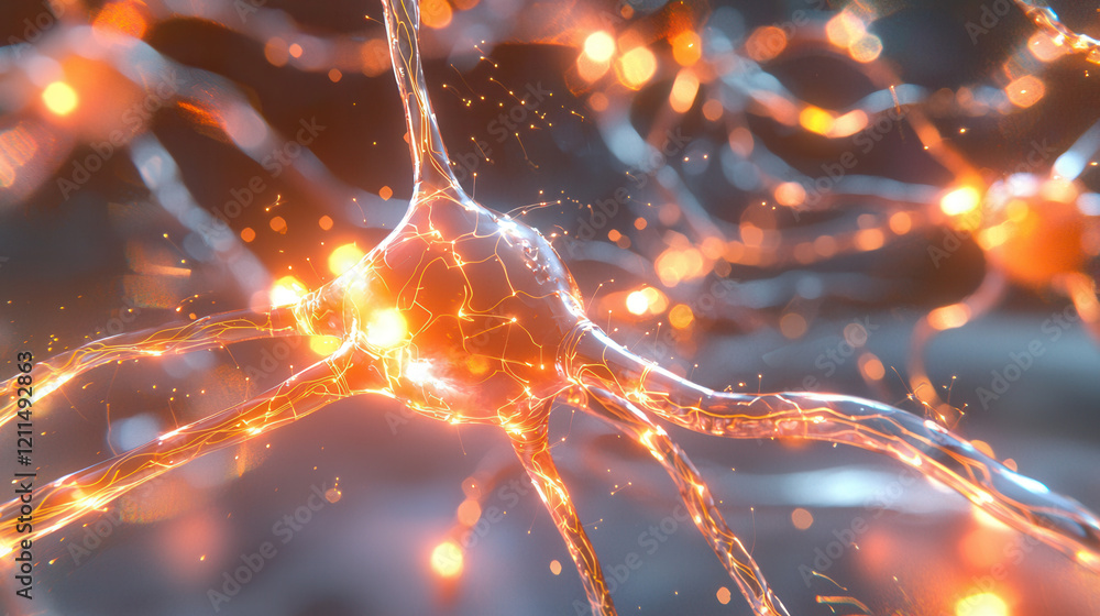 Aufkleber glowing artistic representation of neural networks, showcasing interconnected nodes and vibrant ener