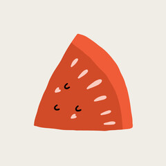 Doodle Tomato Piece Character. Funny Cherry Tomatoes Kawaii Face. Cute Vegetables Mascot. Vector Hand Drawn Isolated Illustration