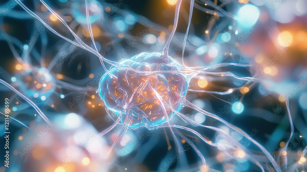 Poster vibrant artistic depiction of neural networks, showcasing interconnected nodes and glowing synapses, symbolizing AI driven intelligence