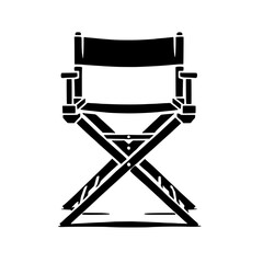Fototapeta premium Director's Chair Silhouette: A minimalist black silhouette of a classic director's chair, evoking imagery of filmmaking, theater, and artistic expression. 