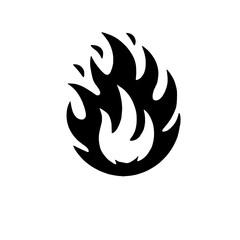 Fiery Icon:  A minimalist black flame icon on a solid background. The bold, stylized flames evoke a sense of power, passion, and energy, perfect for branding, web design, or tattoo inspiration.  