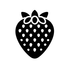 Silhouette Strawberry Icon: A simple yet striking silhouette of a strawberry, perfect for use as an icon or graphic element.
