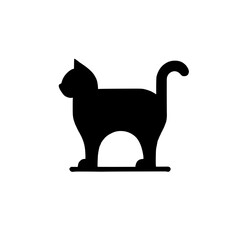 Feline Silhouette:  A minimalist silhouette of a cat standing gracefully on a simple, flat surface, its sleek form and elegant pose striking against the empty space.