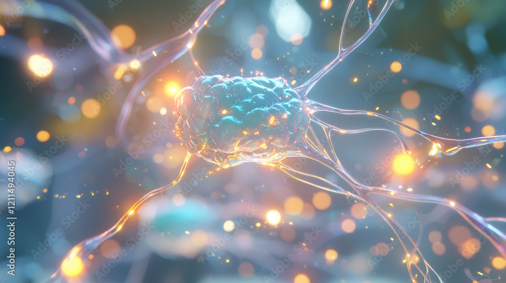 Poster glowing neural network with vibrant connections, symbolizing ai driven intelligence and futuristic t