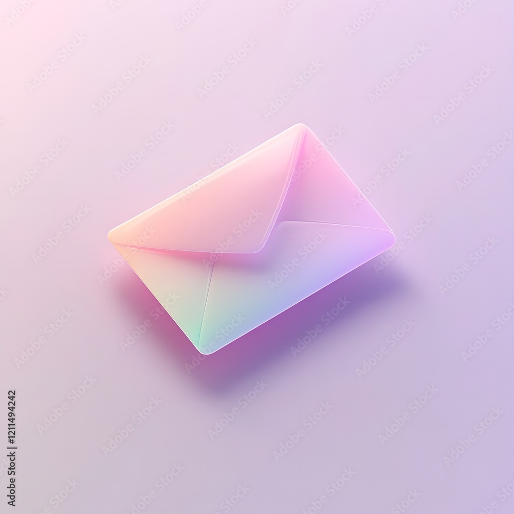 Poster sleek modern 3d envelope icon on clean gradient background with glowing edges