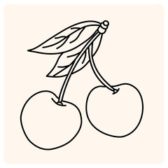 Two Cherries Drawing doodle style