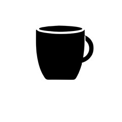 Simple Mug Icon: A bold, black silhouette of a coffee mug, perfect for representing warmth, comfort, and simple pleasures.  The minimalist design is versatile for various applications.