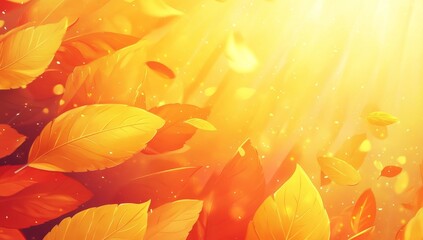 Sunlight through vibrant autumn leaves.