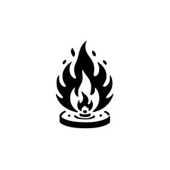 Fiery Icon: A stylized black and white illustration of a flame burning intensely atop a circular base.  This bold graphic is perfect for representing energy, passion, or power. 