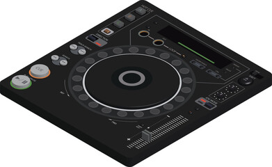 3d isometric DJ controller mixer in detail. Musical computer equipment.